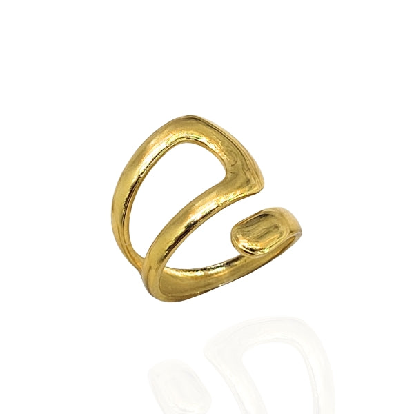 Anel Orgânico Dourado Aço Inox