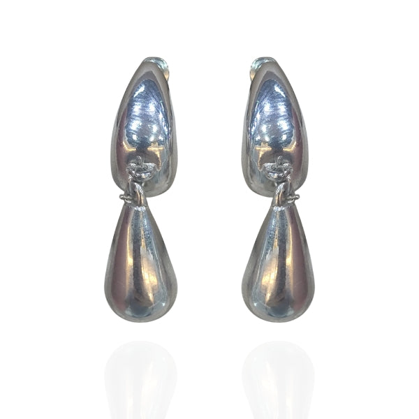 Brinco Duplo Gota Prata Folheado