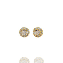 Brinco ponto de luz dourado cravejado - Folheado