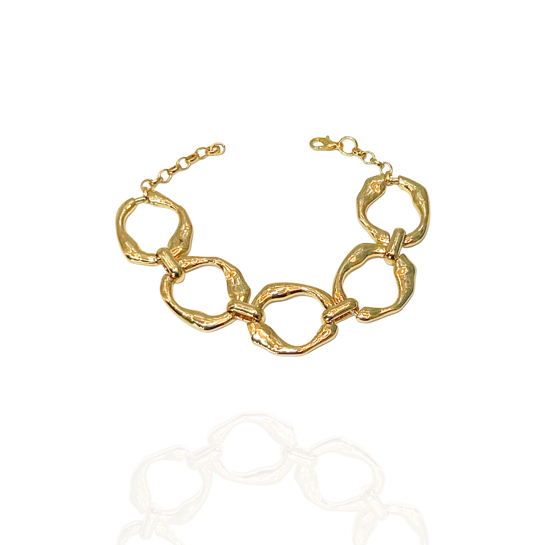 Pulseira orgânica Elos Circular Dourado - Semijoia