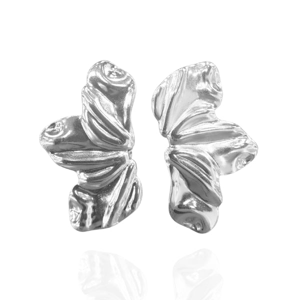 Brinco flor orgânico prata - aço inox