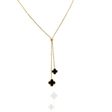 Colar Gravatinha Trevo Preto dourado - Inox