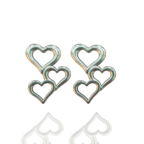 Brinco Corações Prata Aço Inoxidável