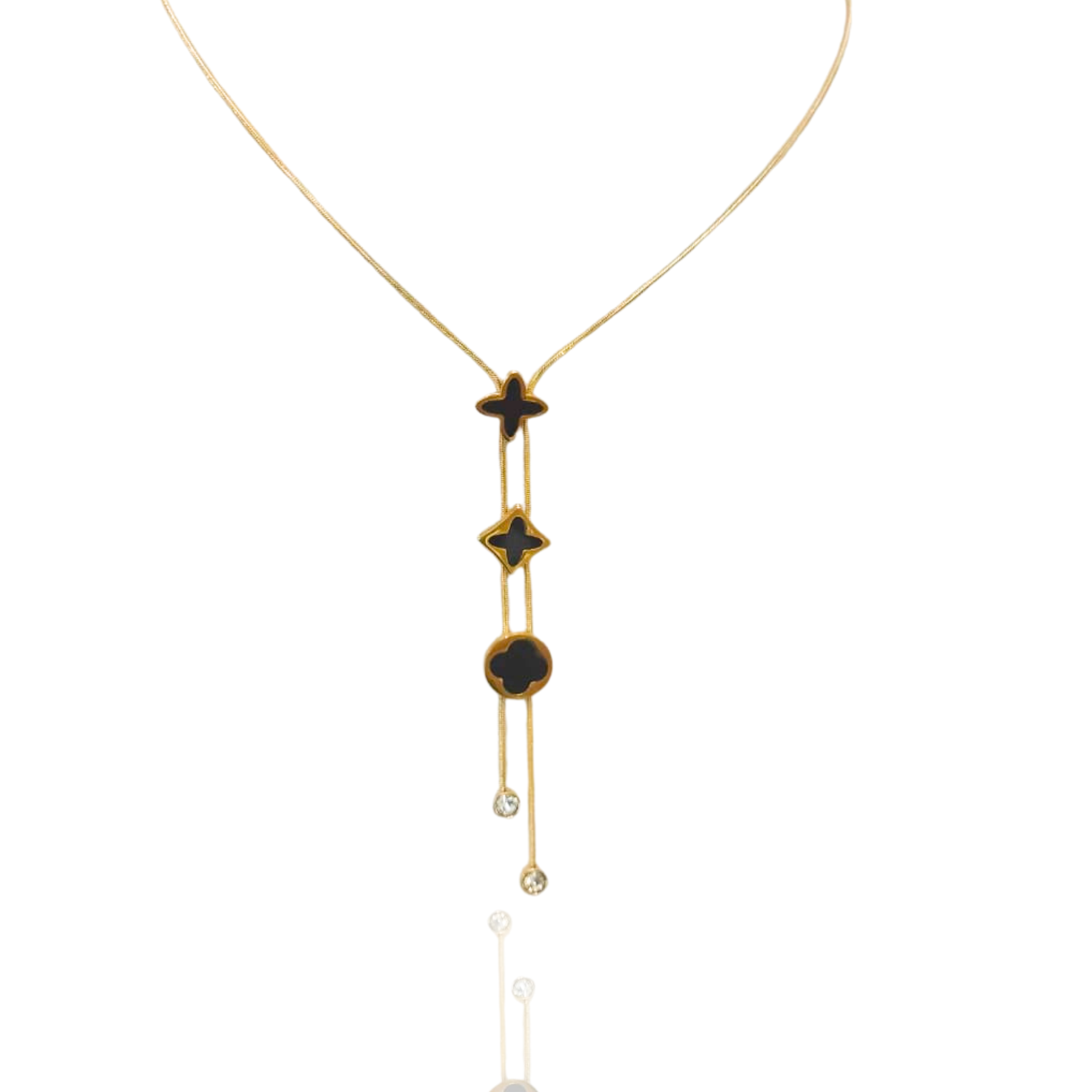 Colar Trevo Dourado Gravatinha Aço Inoxidável