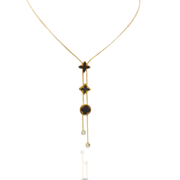 Colar Trevo Dourado Gravatinha Aço Inoxidável