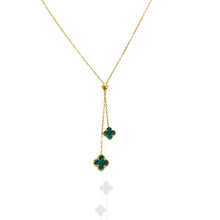 Colar Gravatinha Dual Trevo Verde dourado - Inox