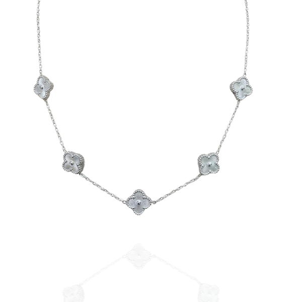 Colar Trevo Prata Aço Inox