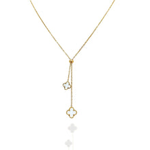 Colar Gravatinha Trevo Branco dourado - Inox