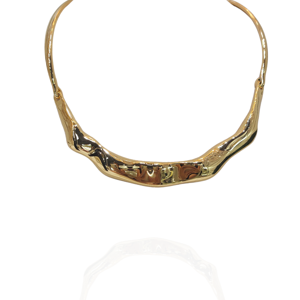 Colar Aro Orgânico Dourado - Semijoia