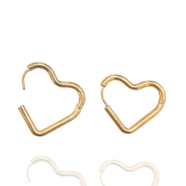 Brinco Argola Coração - Aço Inoxidável