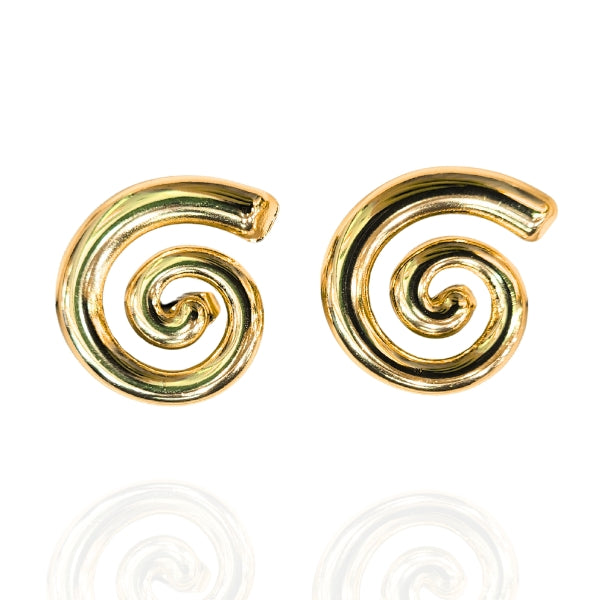 Brinco Espiral Dourado Aço Inox