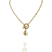 Corrente com fecho anelar e pingente gota off white