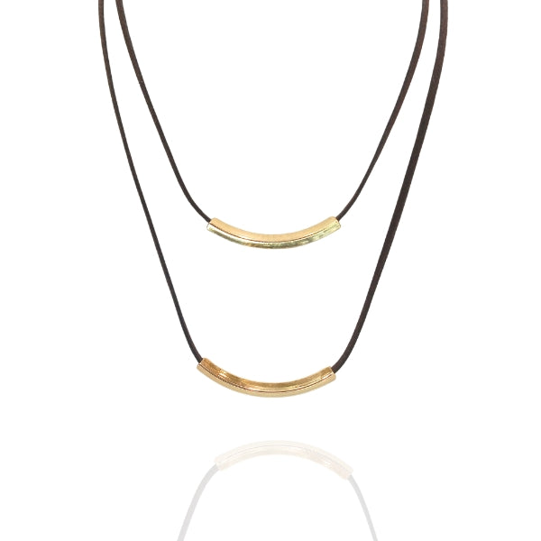 Colar Duplo Camurça