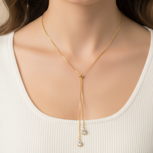 Colar Gravatinha ponto de luz cristal dourado - folheado