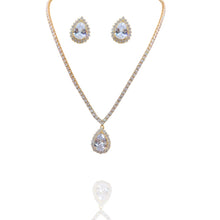 Conjunto Colar e brinco cristal cravejado - Folheado