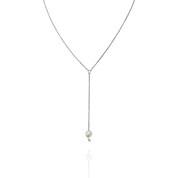 Colar Gravatinha Inox Pérola