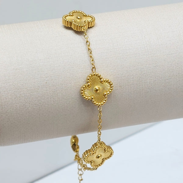 Pulseira Trevo Dourado - Aço inoxidável