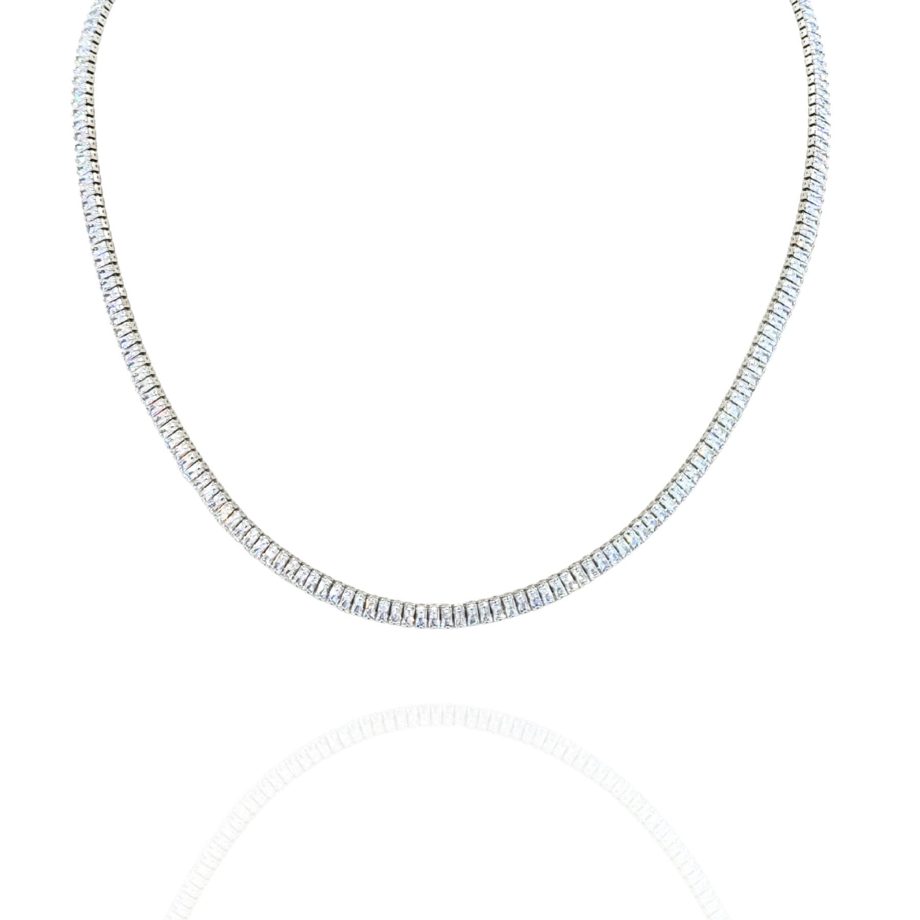 Colar Riviera Baguete Fina Prata