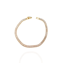 Pulseira Reviera Zircônia Baguete fina Dourada - Folheada