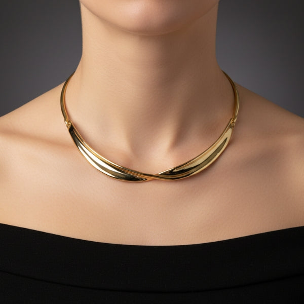 Colar Aro Trançado Dourado - Semijoia