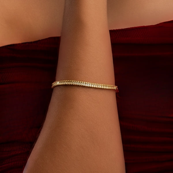 Pulseira Reviera Zircônia Baguete fina Dourada - Folheada