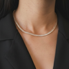 Colar Riviera Baguete Fina Folheado a Ouro 18k