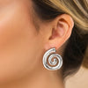 Brinco Espiral Prateado Aço Inox Não Escurece