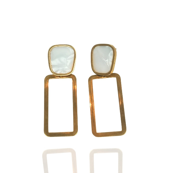 Brinco Geométrico Madrepérola - Aço Inoxidável