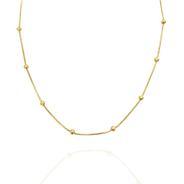 Colar Bolinha Dourado Aço Inox