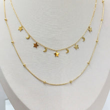 Mix colar duplo estrelas e bolinhas - aço inoxidável