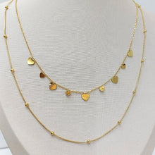 Mix colar duplo coração e bolinhas - aço inoxidável