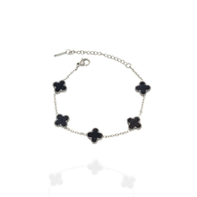 Pulseira Trevo Preto com prata