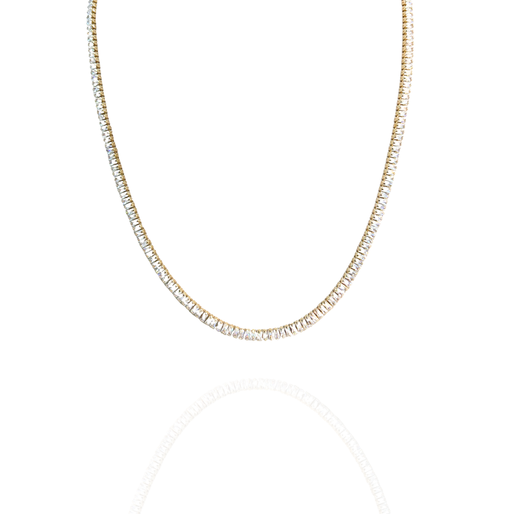 Colar Riviera Baguete Dourada