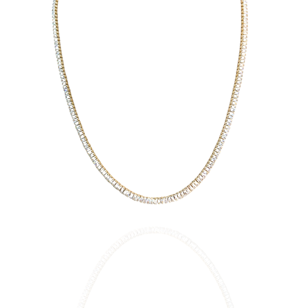 Colar Riviera Baguete Dourada