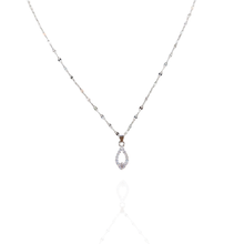 Colar Inox com Pingente Cravejado Gota - Prata