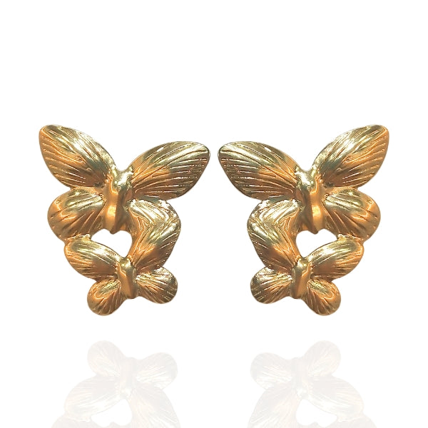 Brinco Borboleta Duo - Aço inoxidável