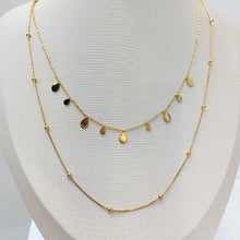 Mix colar duplo gotas e bolinhas Dourado - aço inoxidável