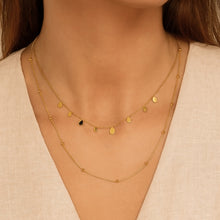 Mix colar duplo gotas e bolinhas Dourado - aço inoxidável