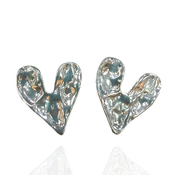 Brinco Orgânico Coração Prata - Aço Inoxidável