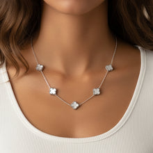 Colar Trevo Prata Madre pérola Aço Inox