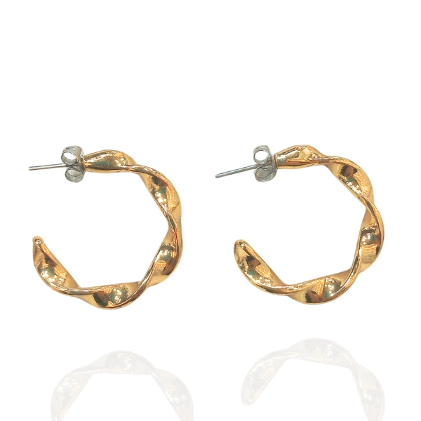 Argola Trançada Dourada - Semijoia