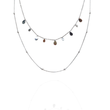 Mix colar duplo gotas e bolinhas prata - aço inoxidável