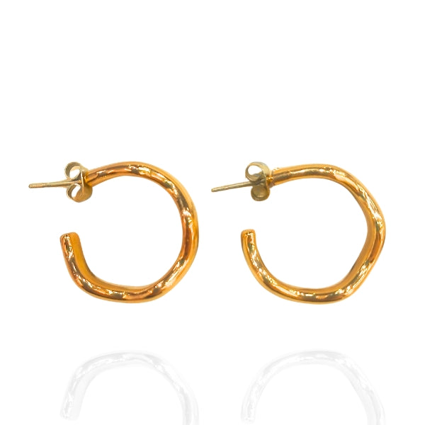 Argola Ondulada Dourada - Semijoia