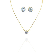 Conjunto Cristal Ponto de Luz Circular - Semijoia