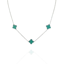 Colar Trevo Verde Prata