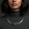 Choker Aro Elos Prateado Bijuteria Design Moderno