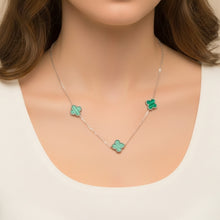 Colar Trevo Verde Prata