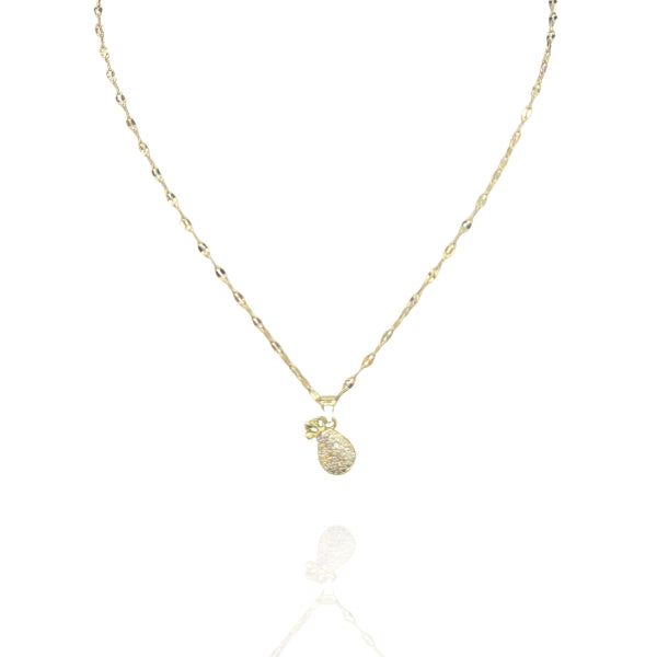 Colar com Pingente Abacaxi Cravejado Dourado Inox