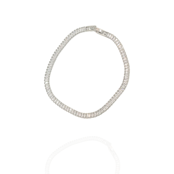 Pulseira Riviera Zircônia Baguete Prata