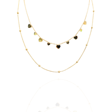 Mix colar duplo coração e bolinhas - aço inoxidável